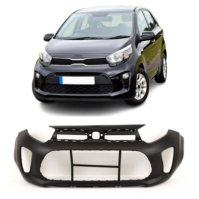 Fits Kia Picanto 2017- Front Bumper Mat Black With Fog Holes - tradevehicleparts.co.uk