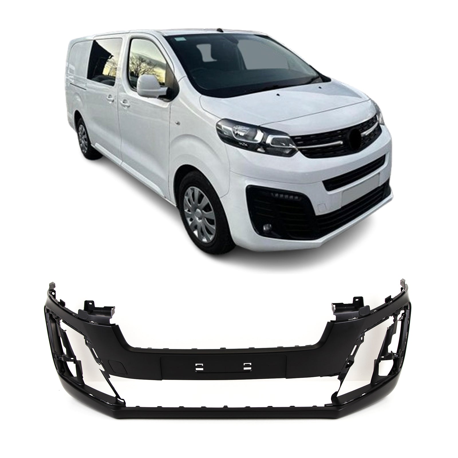 Fits Vauxhal Vivaro 2019- Front Bumper Primed Without PDC Or Washer Holes