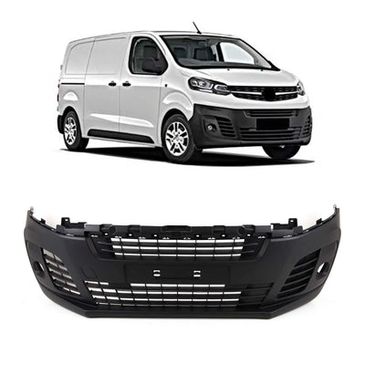 Fits Vauxhall Vivaro 2019- Front Bumper Black With Fog Holes - tradevehicleparts.co.uk