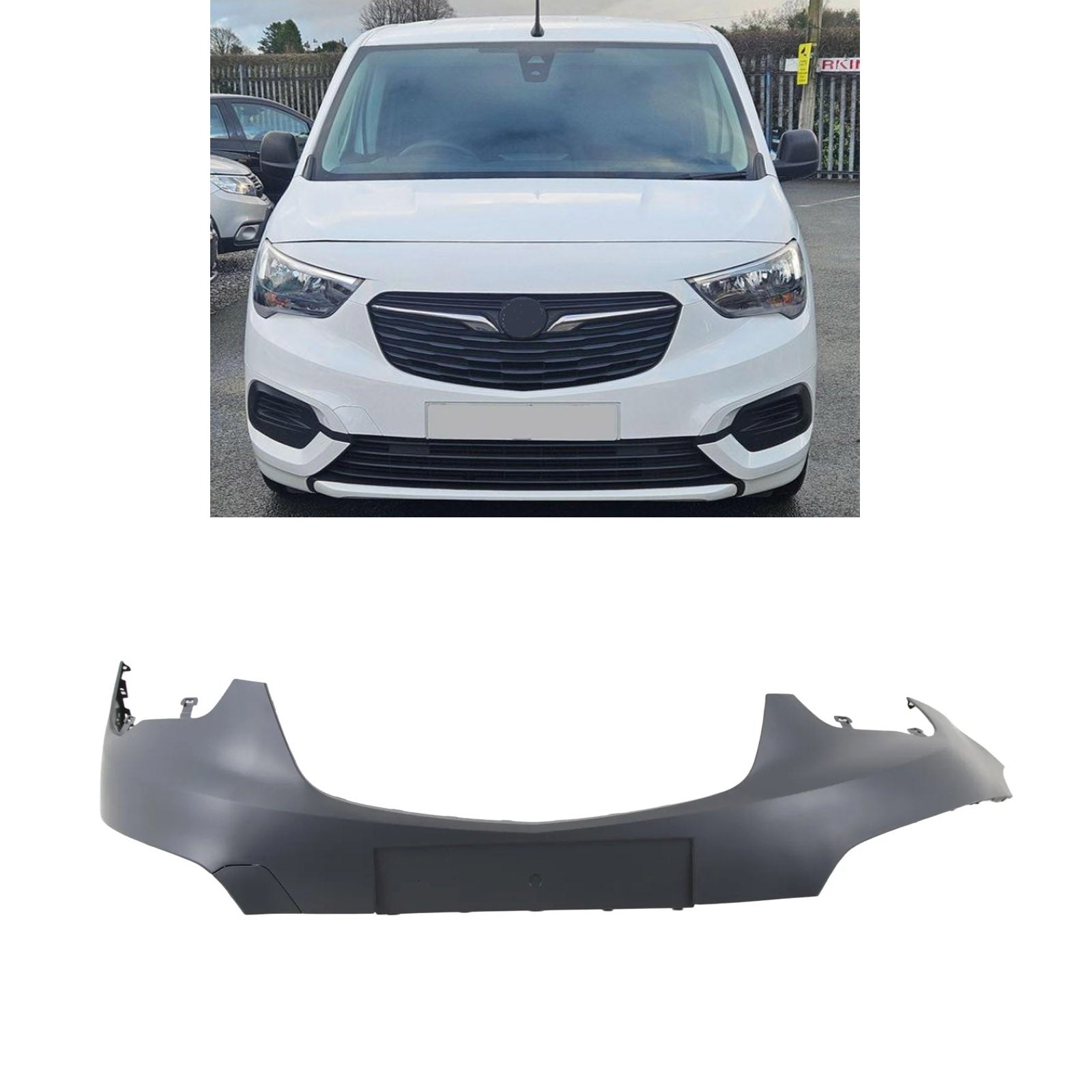 For Vauxhall Combo 2018- Front Bumper Upper Section Primed With Tow Eye Cover
