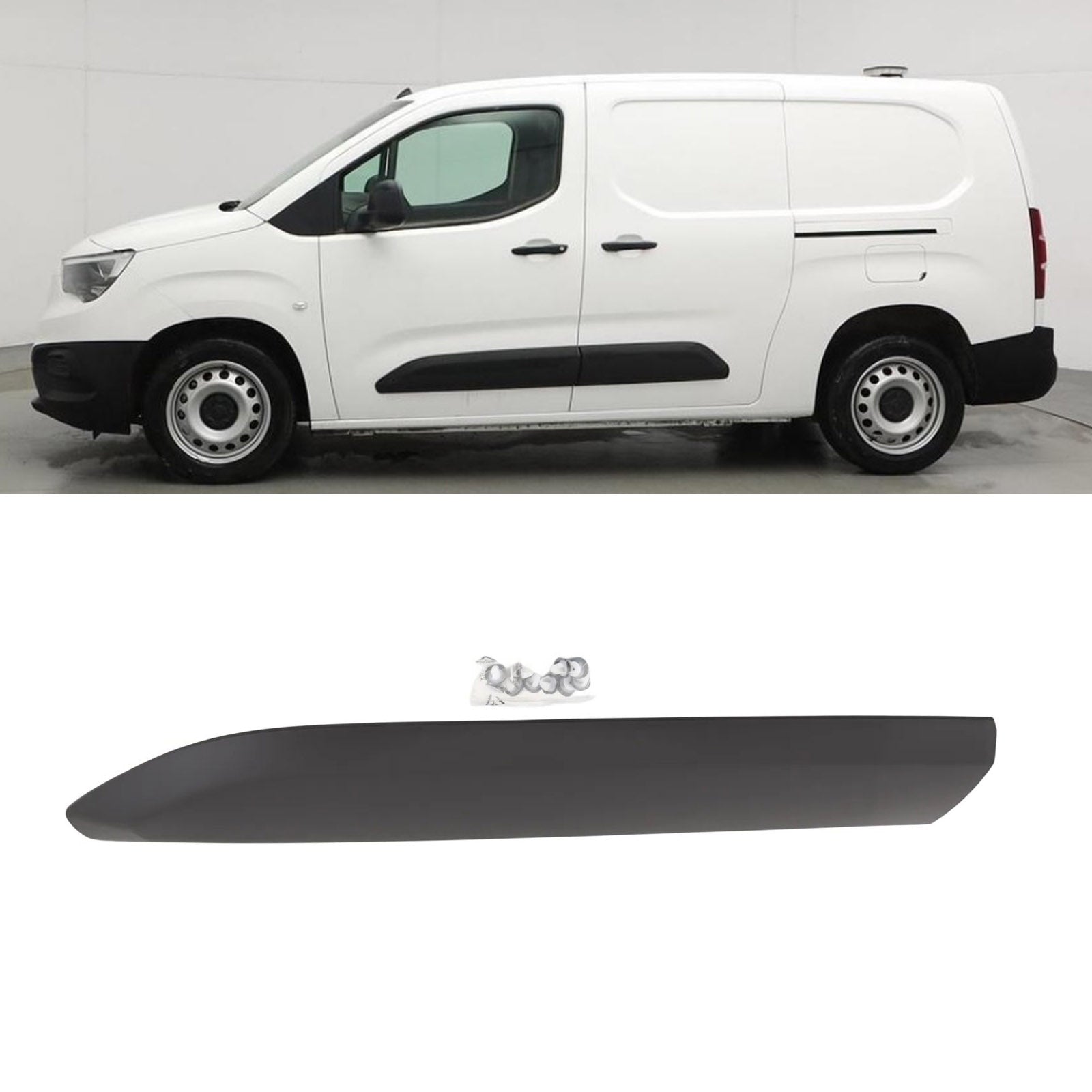 For Vauxhall Combo 2018- Front Door Moulding Trim Black Passenger Side