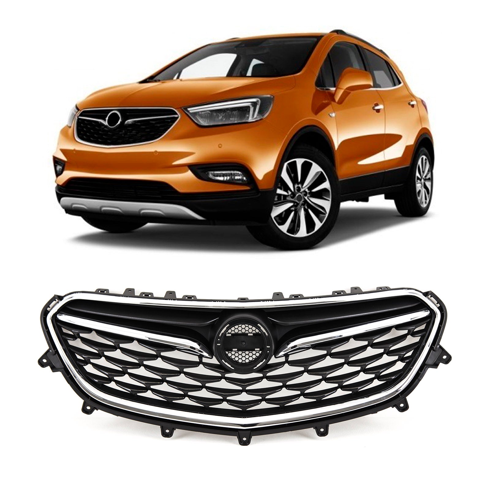 For Vauxhall Mokka X 09/2016-07/2019 Front Bumper Upper Top Grille With Chrome Trim