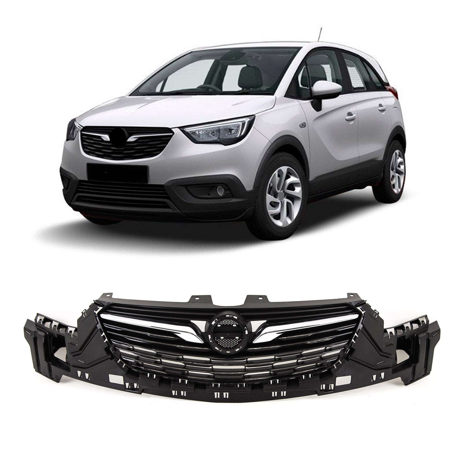For Vauxhall Crossland X 03/2017-2020 Front Bumper Top Grille With Chrome Trim