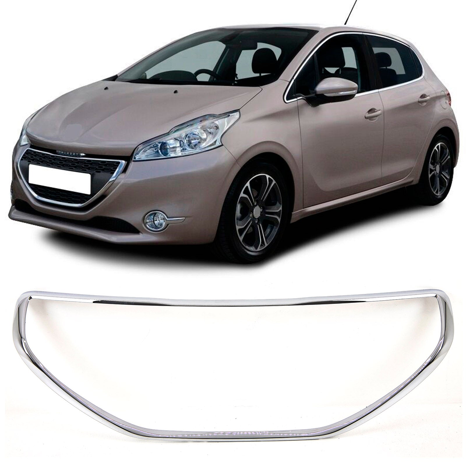 Fits Peugeot 208 2012-2015 Front Grille Frame Moulding Chrome 3/5Dr