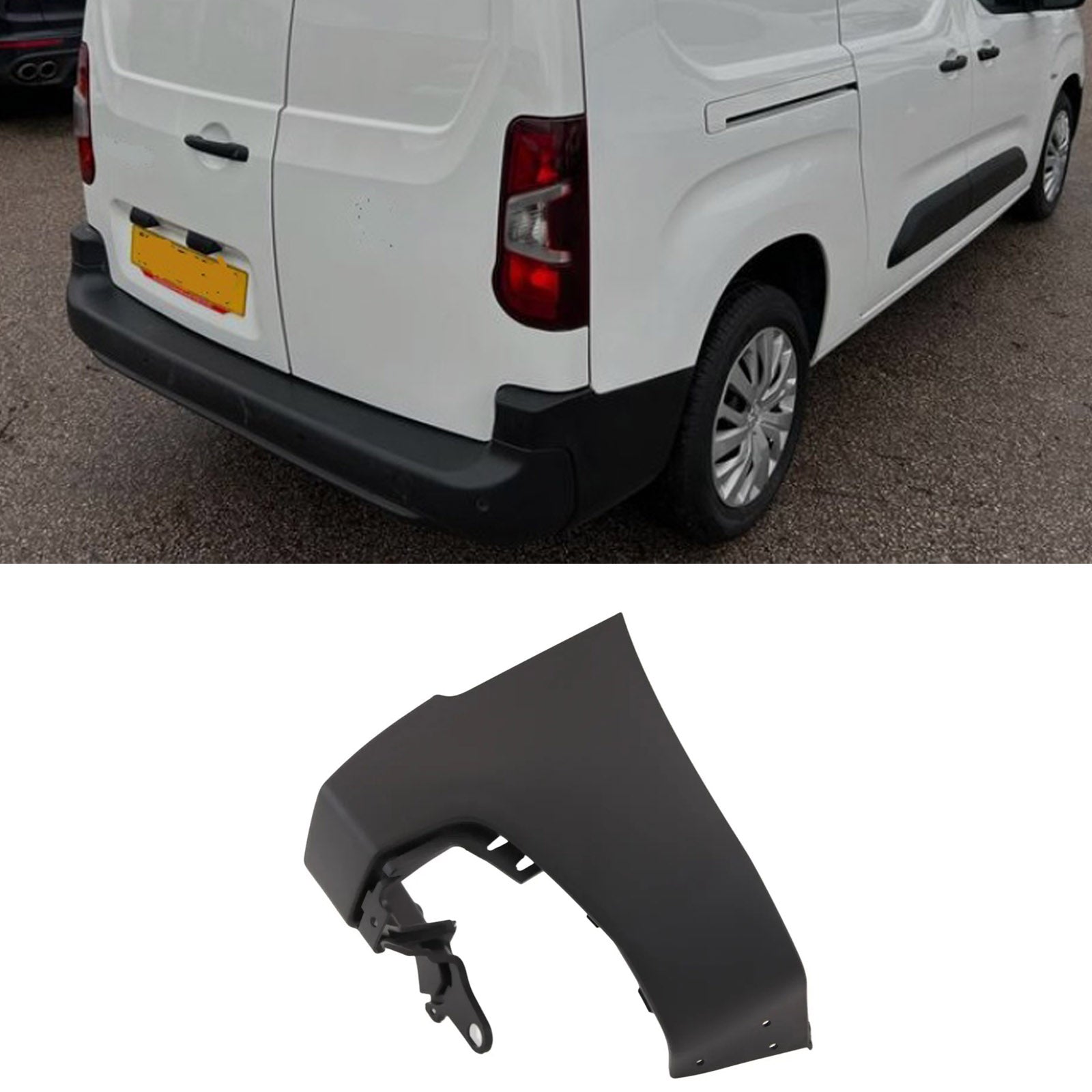 For Peugeot Partner 2018- Rear Bumper End SWB Twin Door Type Driver Side