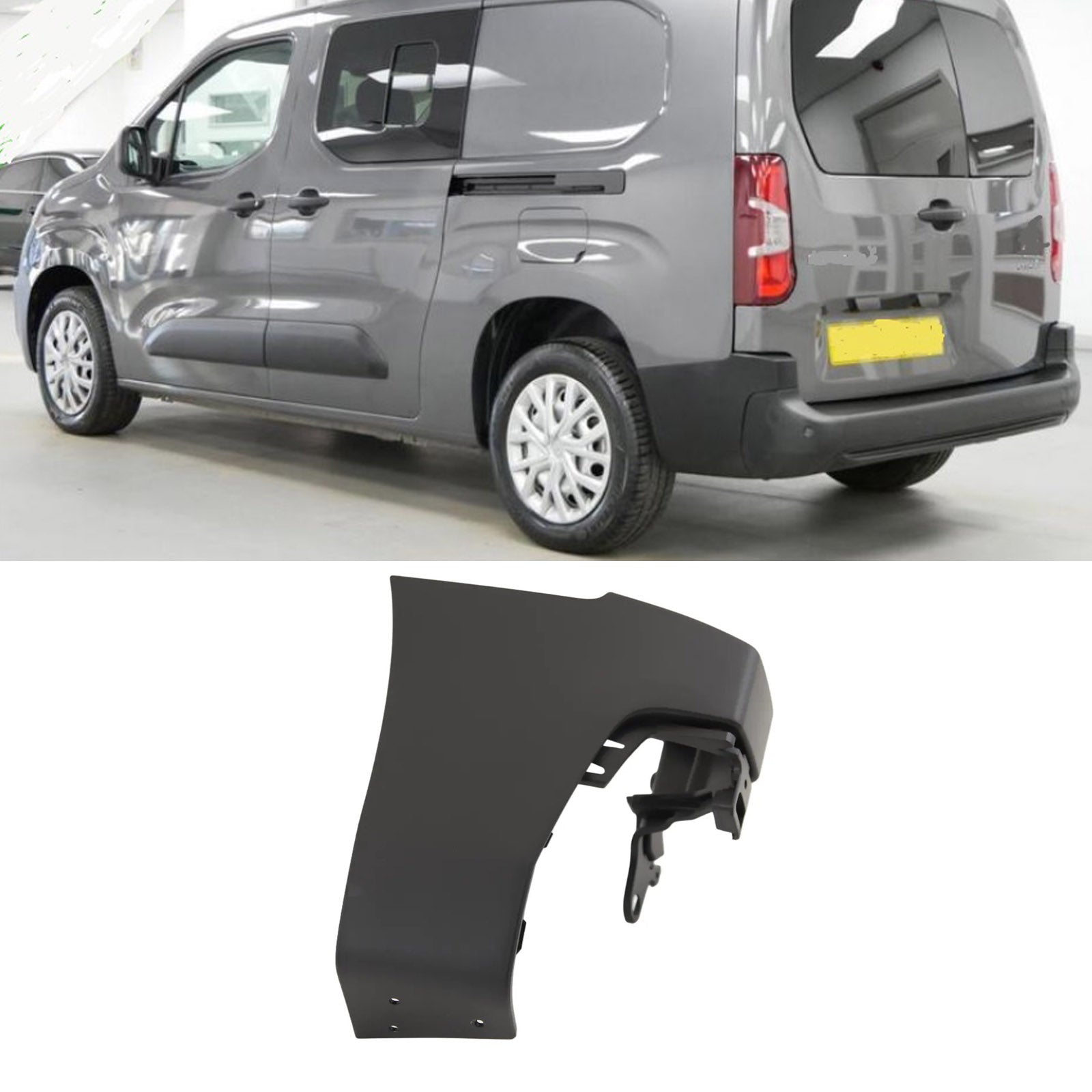 For Vauxhall Combo 2018- Rear Bumper End SWB Twin Door Type Passenger Side