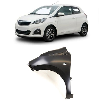 Fits Peugeot 108 2014- Front Wing Primed With Indicator Hole Passenger Side - tradevehicleparts.co.uk