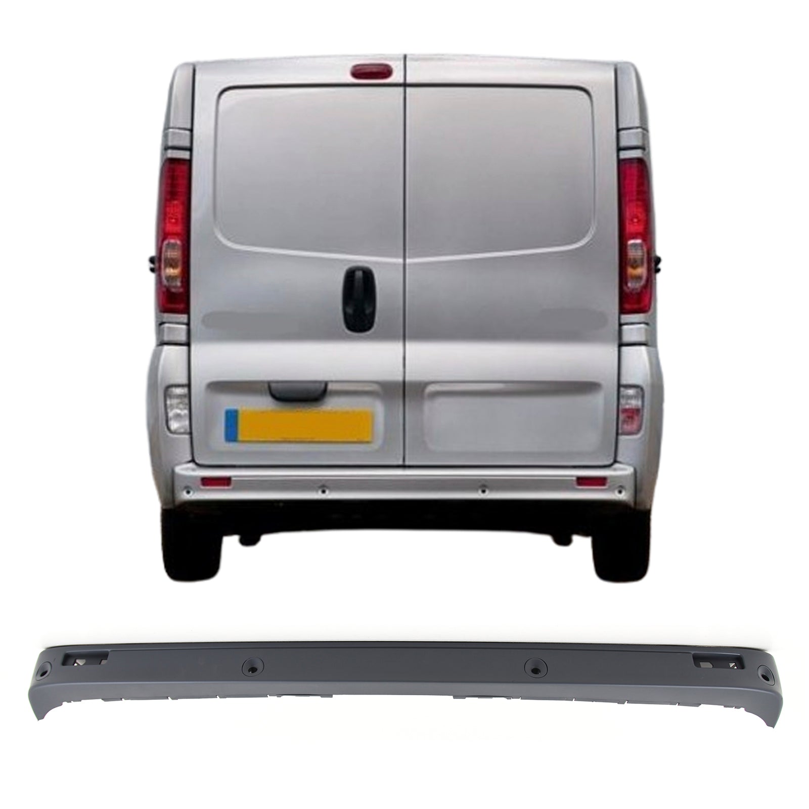 Fits Renault Trafic 2001-2014 Rear Bumper Centre Section Primed With PDC Holes