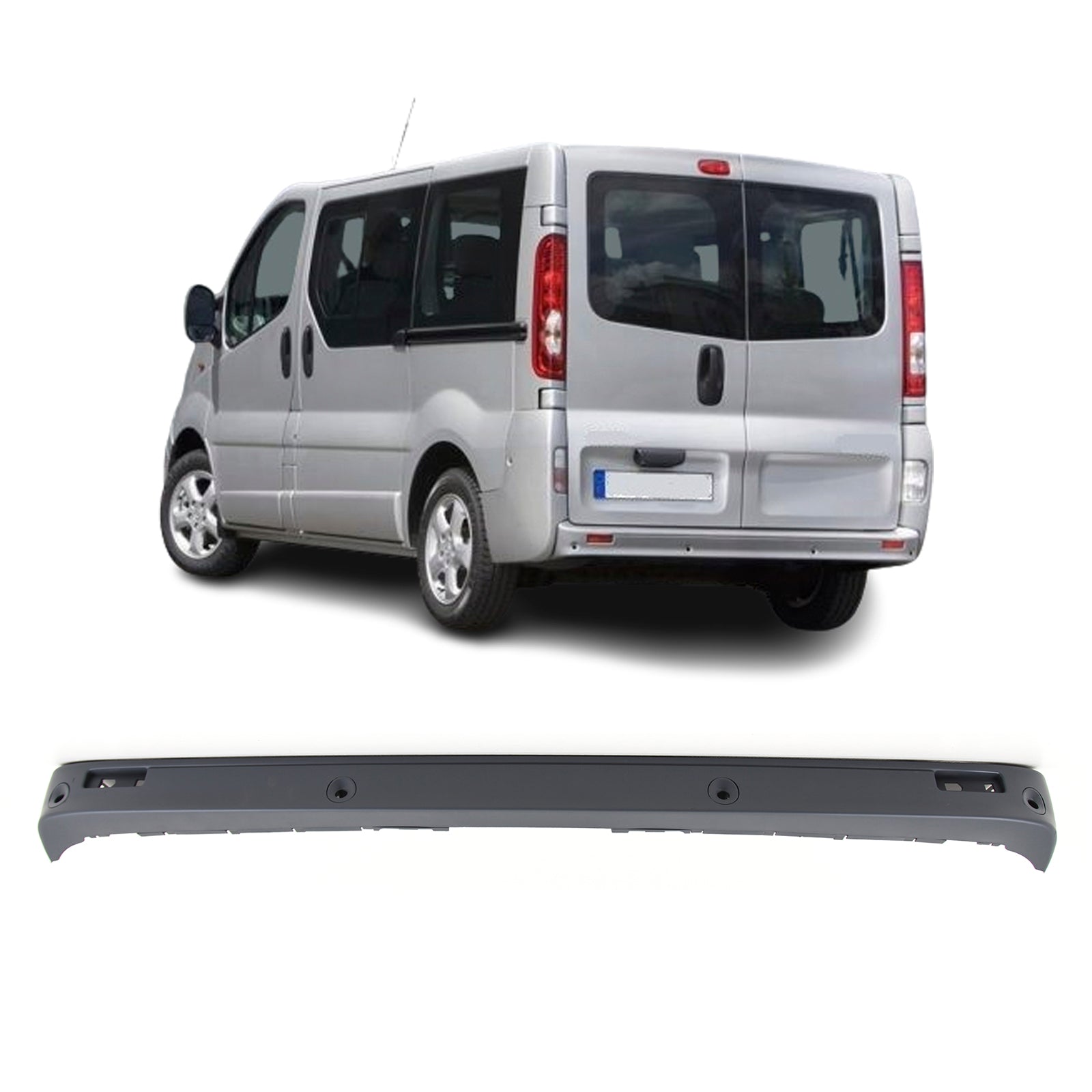 Fits Vauxhall Vivaro 2000-2014 Rear Bumper Centre Section Primed With PDC Holes