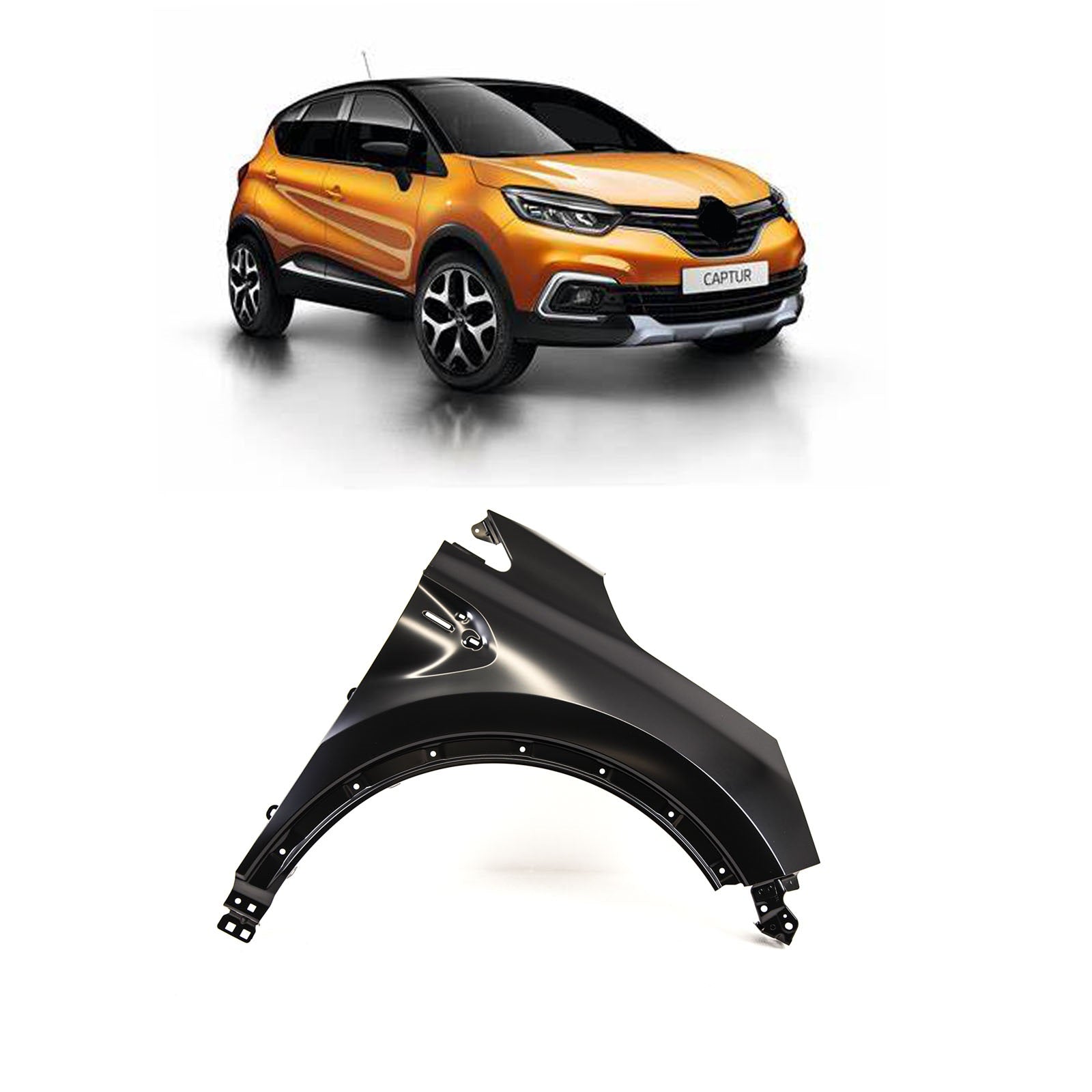 For Renault Captur 2020-2024 Front Wing With Wheel Arch Moulding Holes Primed Driver Side