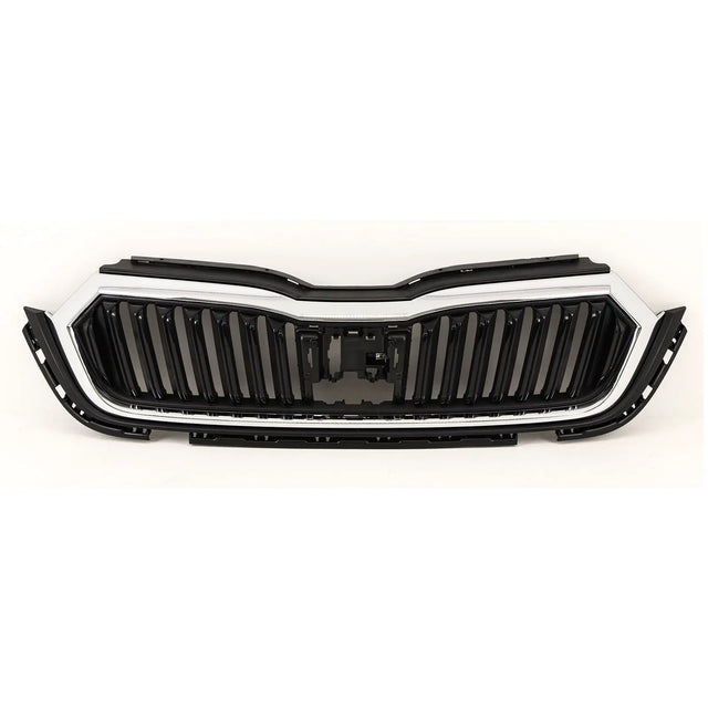 For Skoda Octavia 2020-2024 Front Bumper Main Grille Mat Black Textured With Chrome Moulding - image 2