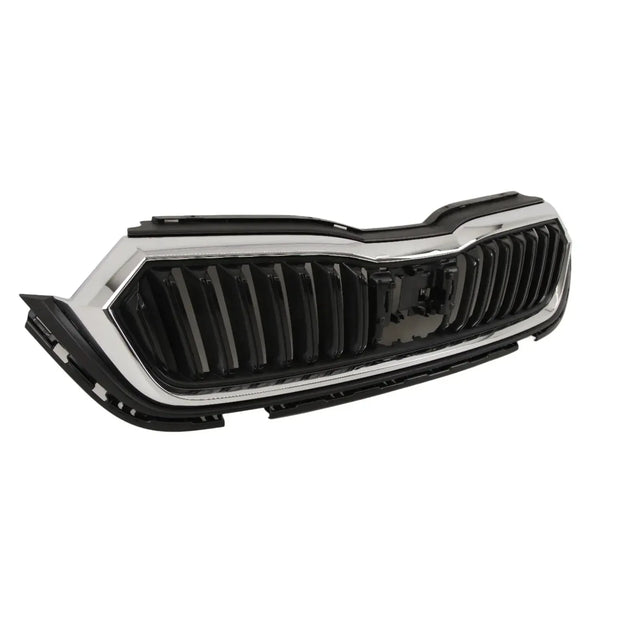 For Skoda Octavia 2020-2024 Front Bumper Main Grille Mat Black Textured With Chrome Moulding - image 3