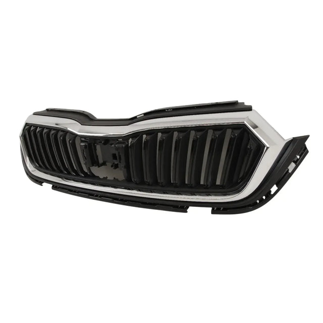For Skoda Octavia 2020-2024 Front Bumper Main Grille Mat Black Textured With Chrome Moulding - image 4