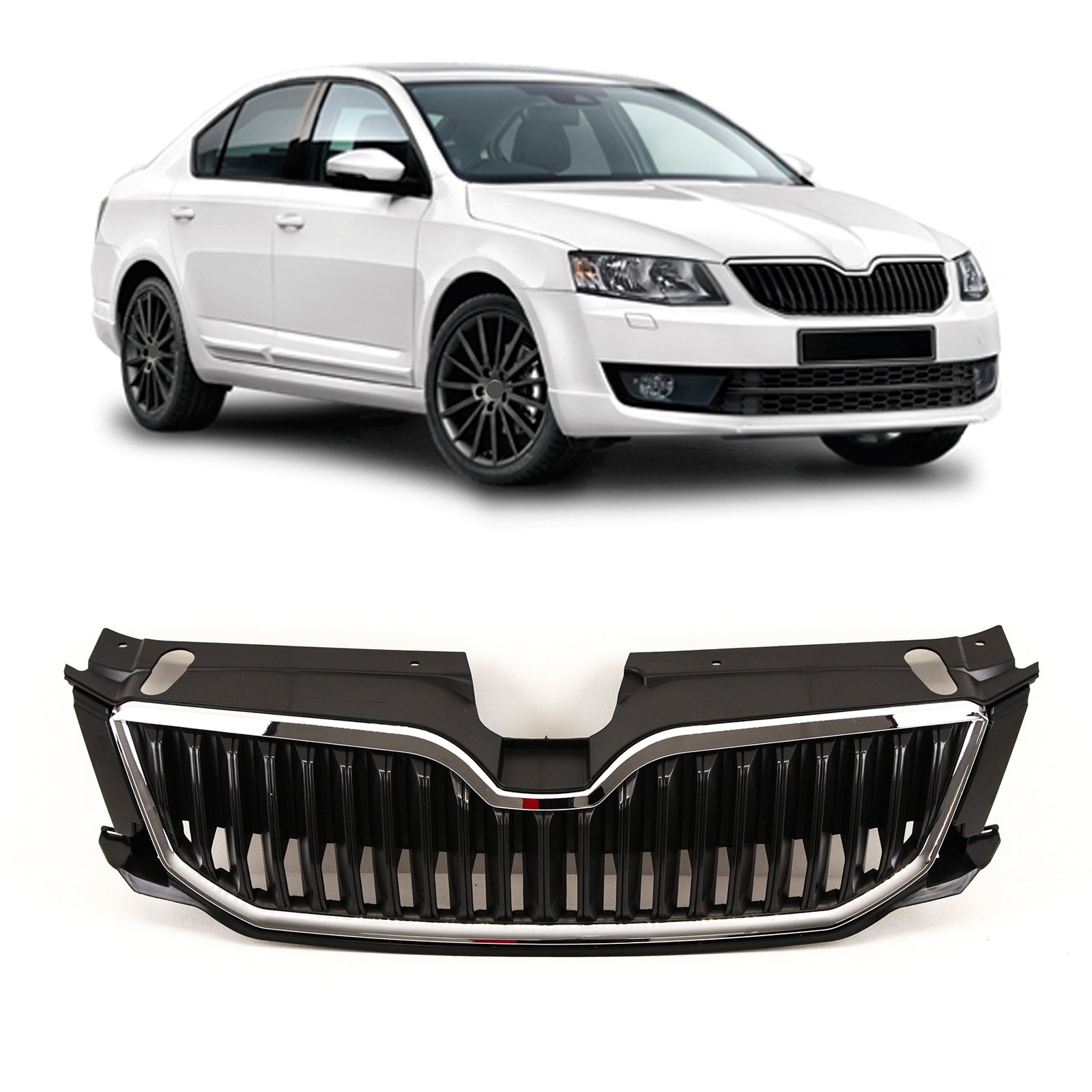 For Skoda Octavia 2013- 2017 Front Bumper Upper Grille With Chrome Trim