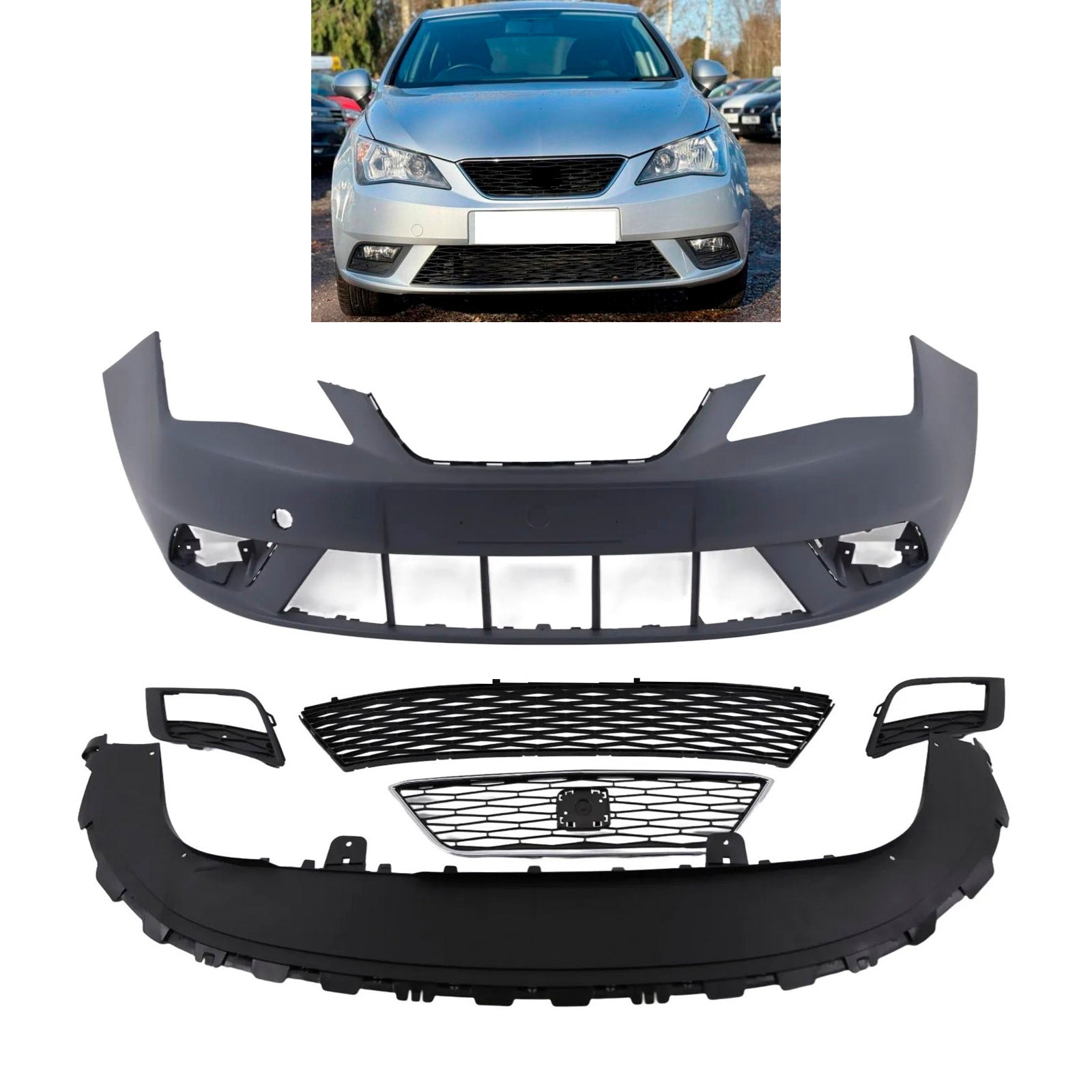 Fits Seat Ibiza 2012-2015 Front Bumper Primed Complete Kit