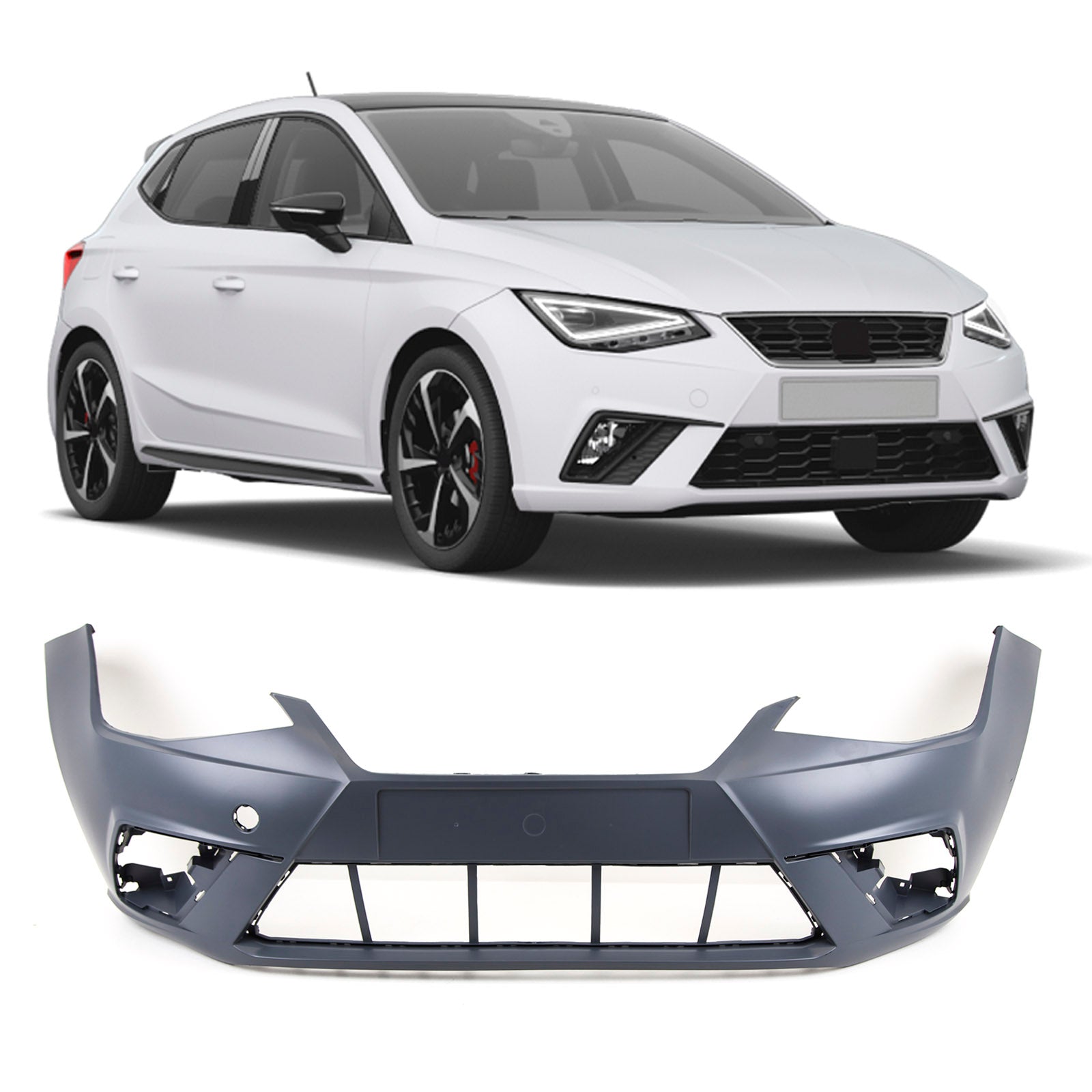 Seat Ibiza 2017- Front Bumper Without PDC & Washer Holes Primed Brand New