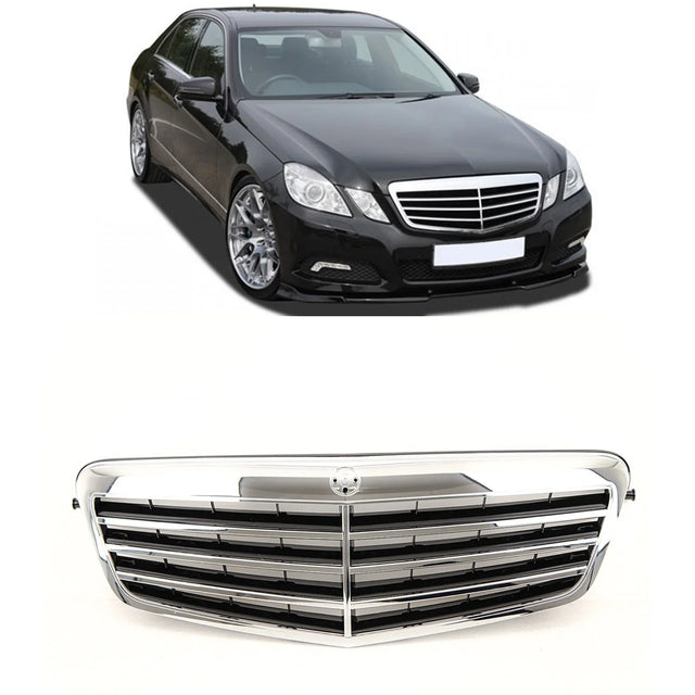 Fits Mercedes E-Class W212 2009-2013 Front Grille Main Centre Black & Chrome - image 2