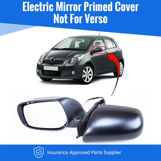 Fits Toyota Yaris 2006-2011 Door Wing Mirror Electric Primed-Black Passenger Side Not Verso - image 2