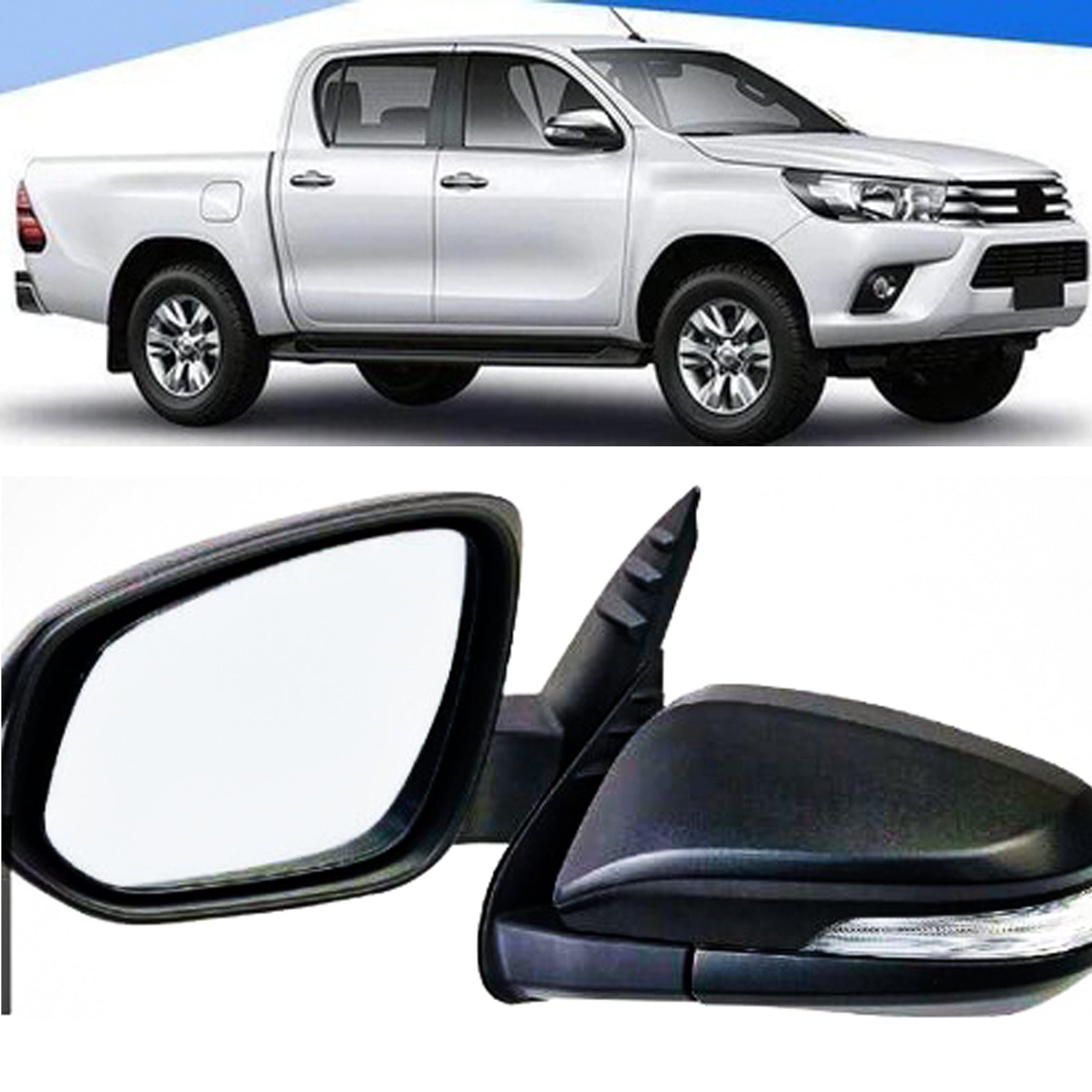 Fits Toyota Hilux 2016- Door Wing Mirror Electric W/Indicator Textured Cover Passenger Side