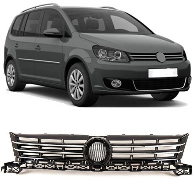 Fits VW Touran 2010-2015 Front Grille Black With Chrome Moulding  - image 2