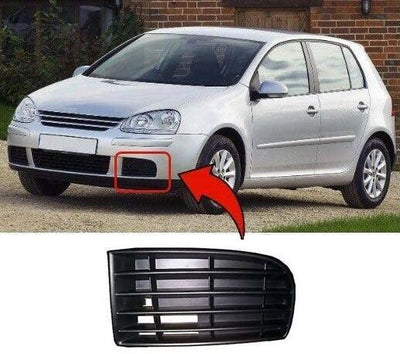 Fits VW Golf Mk5 2004-2008 Passenger Side Front Bumper Fog Grille No Fog Hole 4 Bars - tradevehicleparts.co.uk