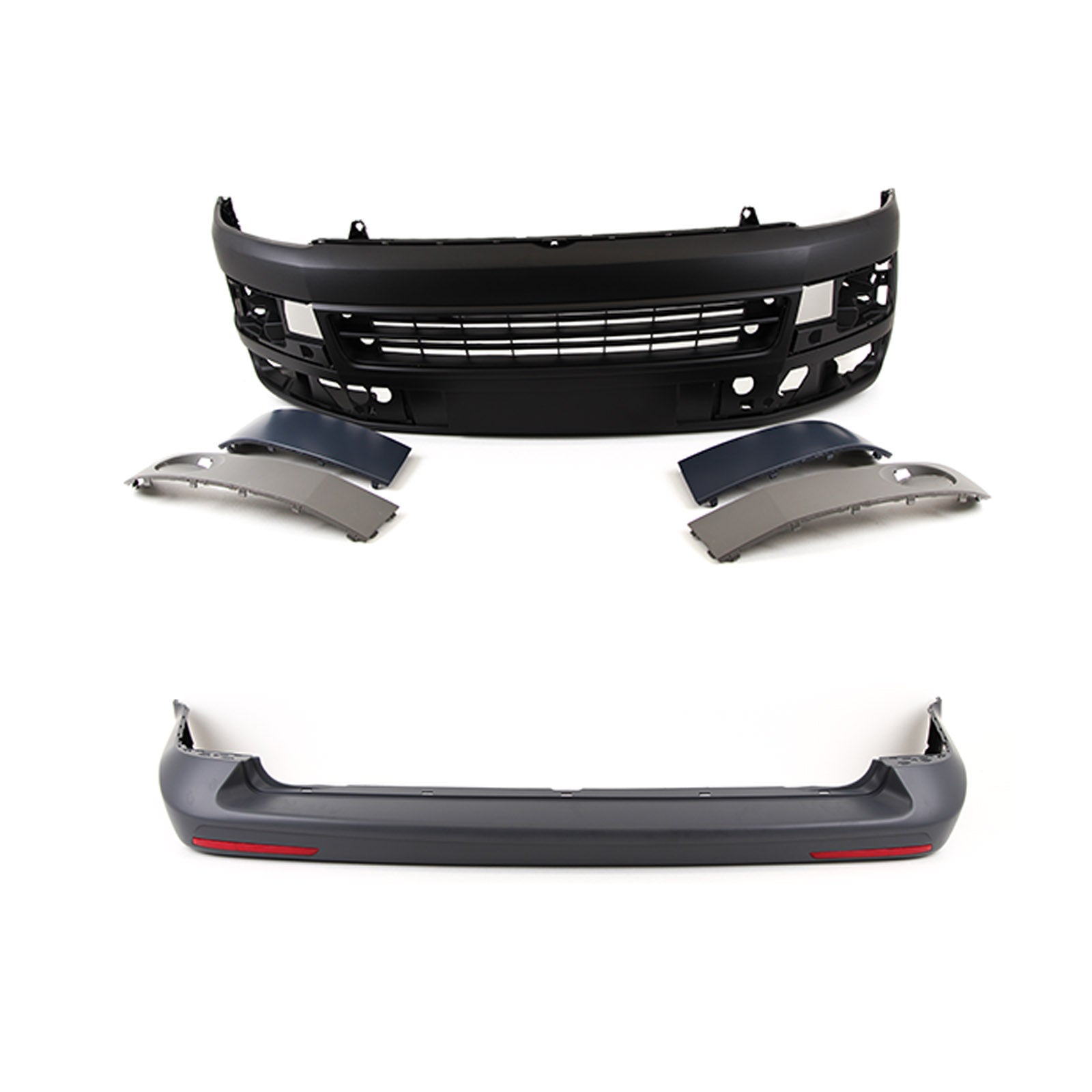 Fits VW Transporter T5.1 2010-2015 Front Bumper Textured & Rear Bumper Primed Complete Kit