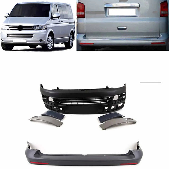 Fits VW Transporter T5.1 2010-2015 Front Bumper Textured & Rear Bumper Primed Complete Kit - image 2