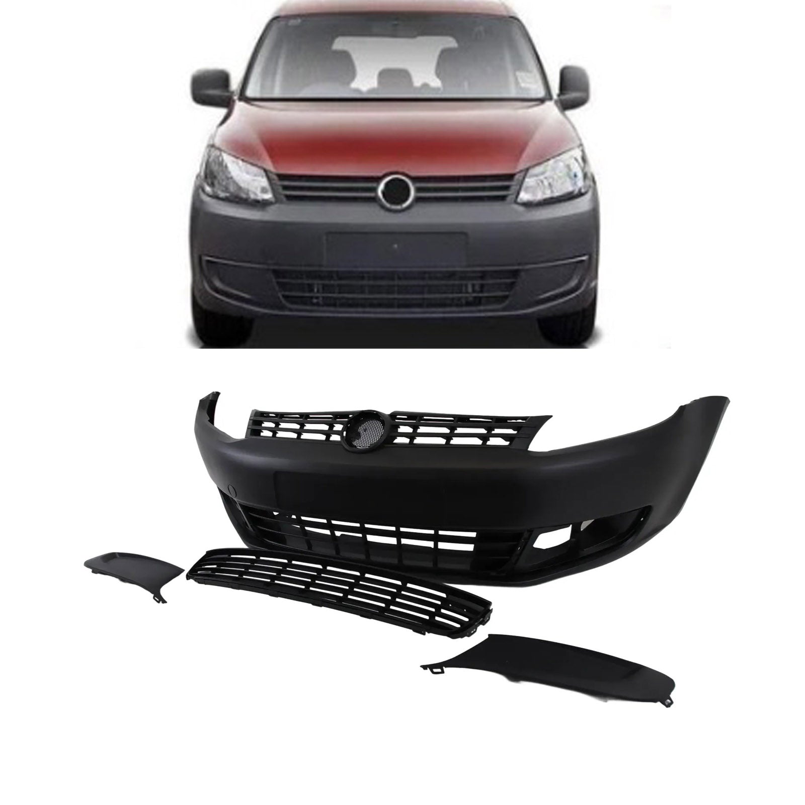 Fits VW Caddy 2011-2015 Front Bumper Textured Complete Kit