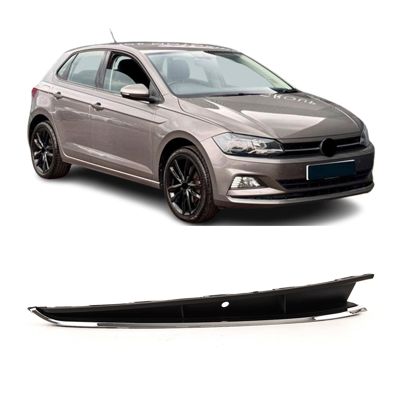 For VW Polo 2017-2021 Front Bumper Moulding Driver Side W/Chrome Moulding