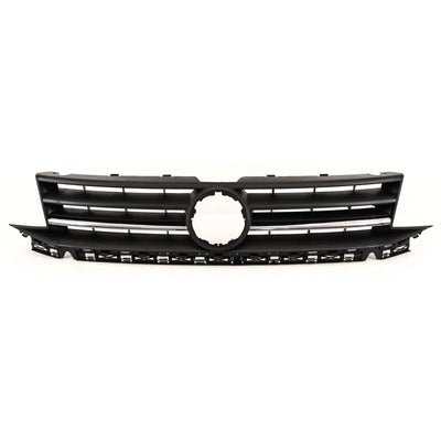 Vw Caddy 2015-2021 Front Bumper Main Grille Mat Black Textured With Chrome Moulding - tradevehicleparts.co.uk