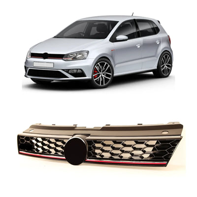 Fits VW Polo Gti 2014-2017 Front Bumper Main Grille With Red Trim - tradevehicleparts.co.uk