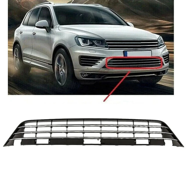 Fits VW Touareg R -Line 2014-2018 Front Lower Centre Bumper Grille Black With Chrome - image 2