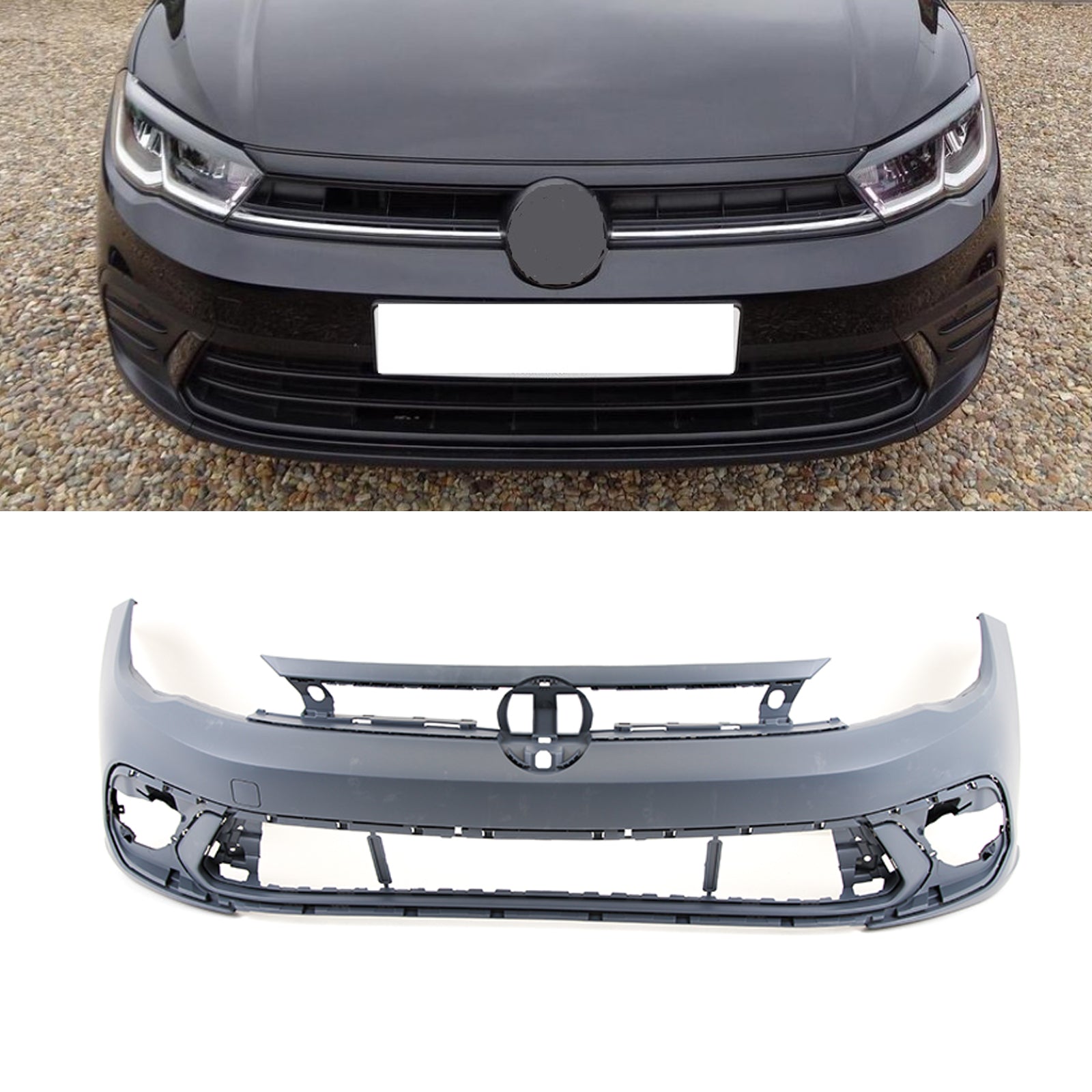 VW Polo MK6 2021- Front Bumper Without PDC & Washer Holes Primed