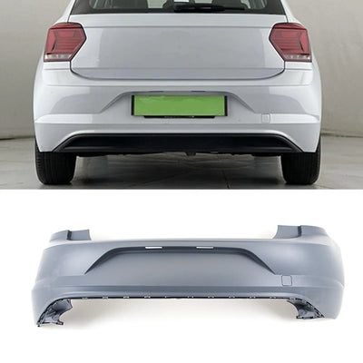 VW Polo MK6 2017-2021 Rear Bumper Primed Without PDC Holes Primed - tradevehicleparts.co.uk
