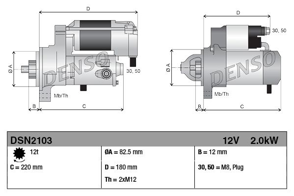 Denso Starter Motor DSN2103 - image 2