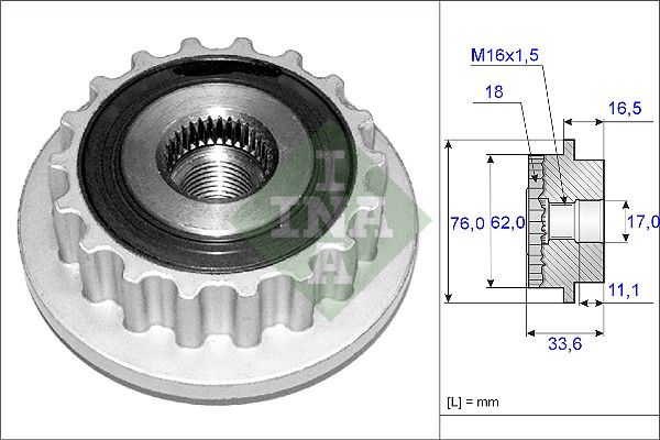 INA Overrunning Alternator Pulley 535011810 - image 2