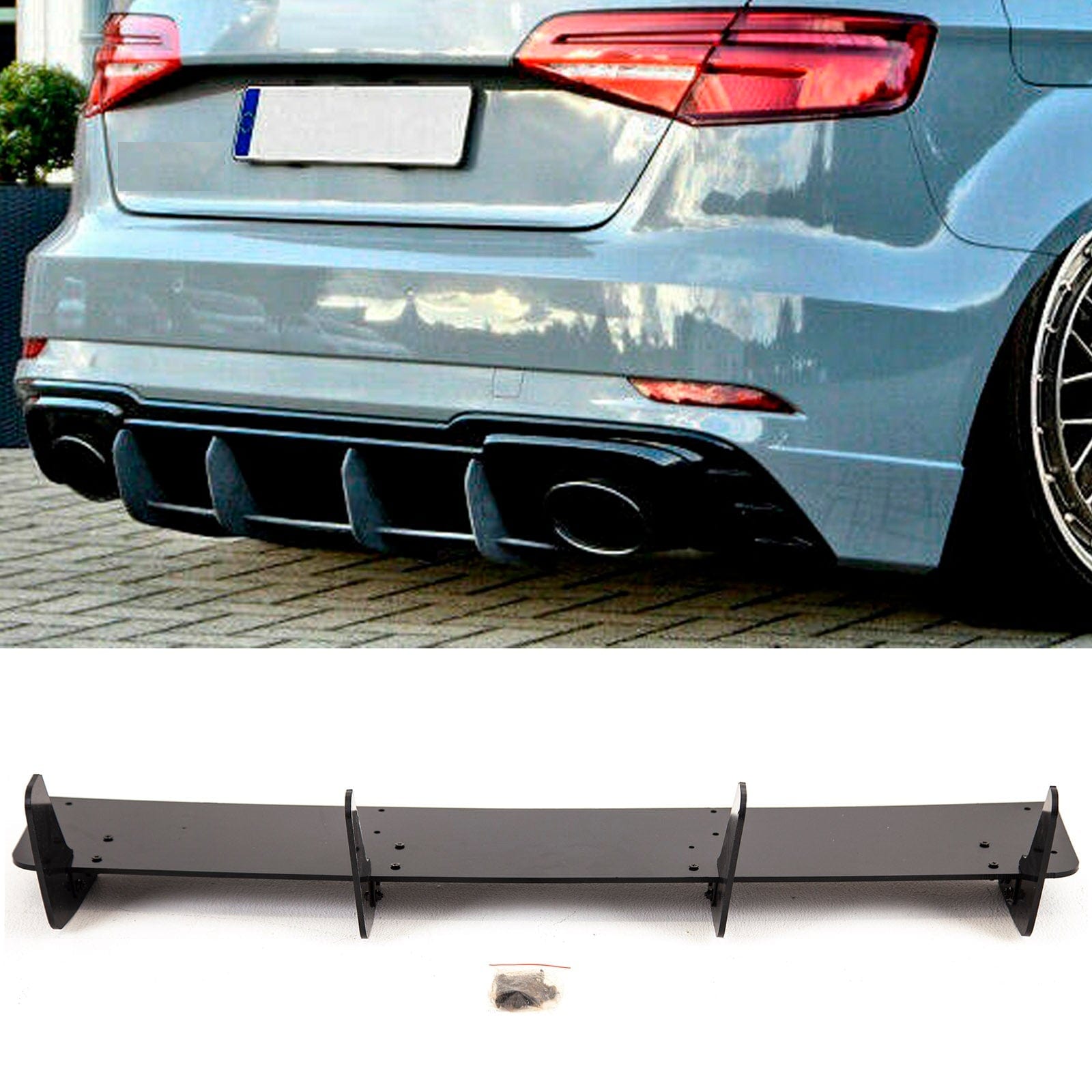 AD5195 Audi RS3 8V Hatchback 2017-2020 Rear Bumper Diffuser Spoiler RS Style Gloss Black