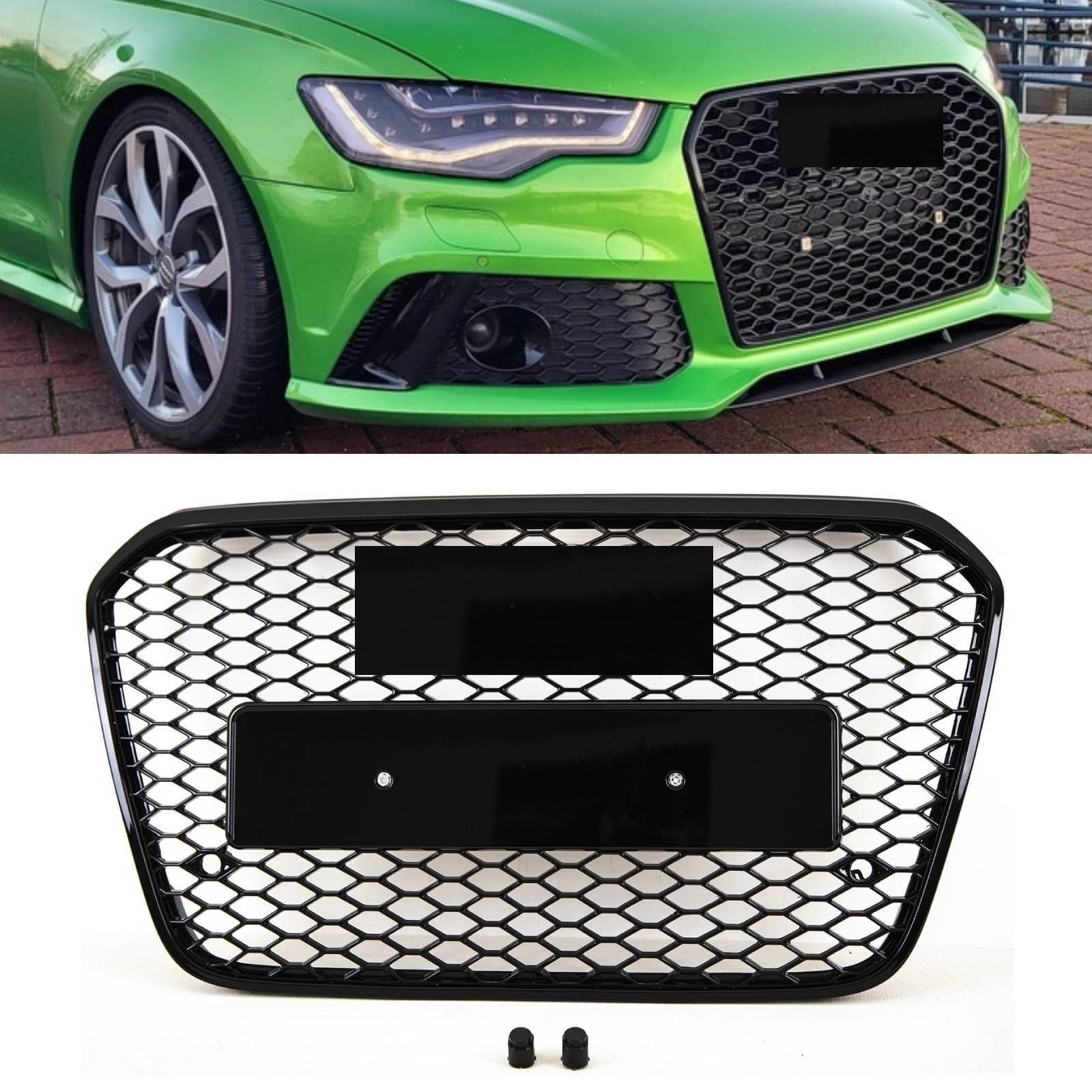 AD5205 Audi A6 S6 C7 11-15 Front Bumper Grille Honeycomb Gloss Black RS6 Style Badgeless