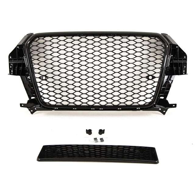 For Audi Q3 8U 2011-2015 Front Bumper Grille RS Style Honeycomb Gloss Black - image 2