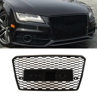 Fits Audi A7 S7 2010-2014 Front Bumper Grille RS7 Style Honeycomb Gloss Black - tradevehicleparts.co.uk