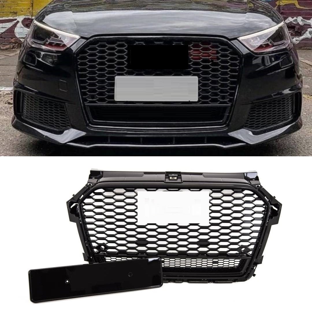 Audi A1 S1 2015-2018 Front Main Grille Gloss Black Honeycomb RS1 Look Without Badge