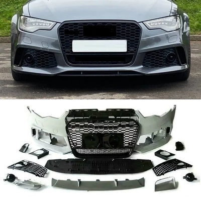 Fits Audi A6 S6 2011-2014 Front Bumper Full Body Kit RS6 Look With PDC & Washer Holes - tradevehicleparts.co.uk