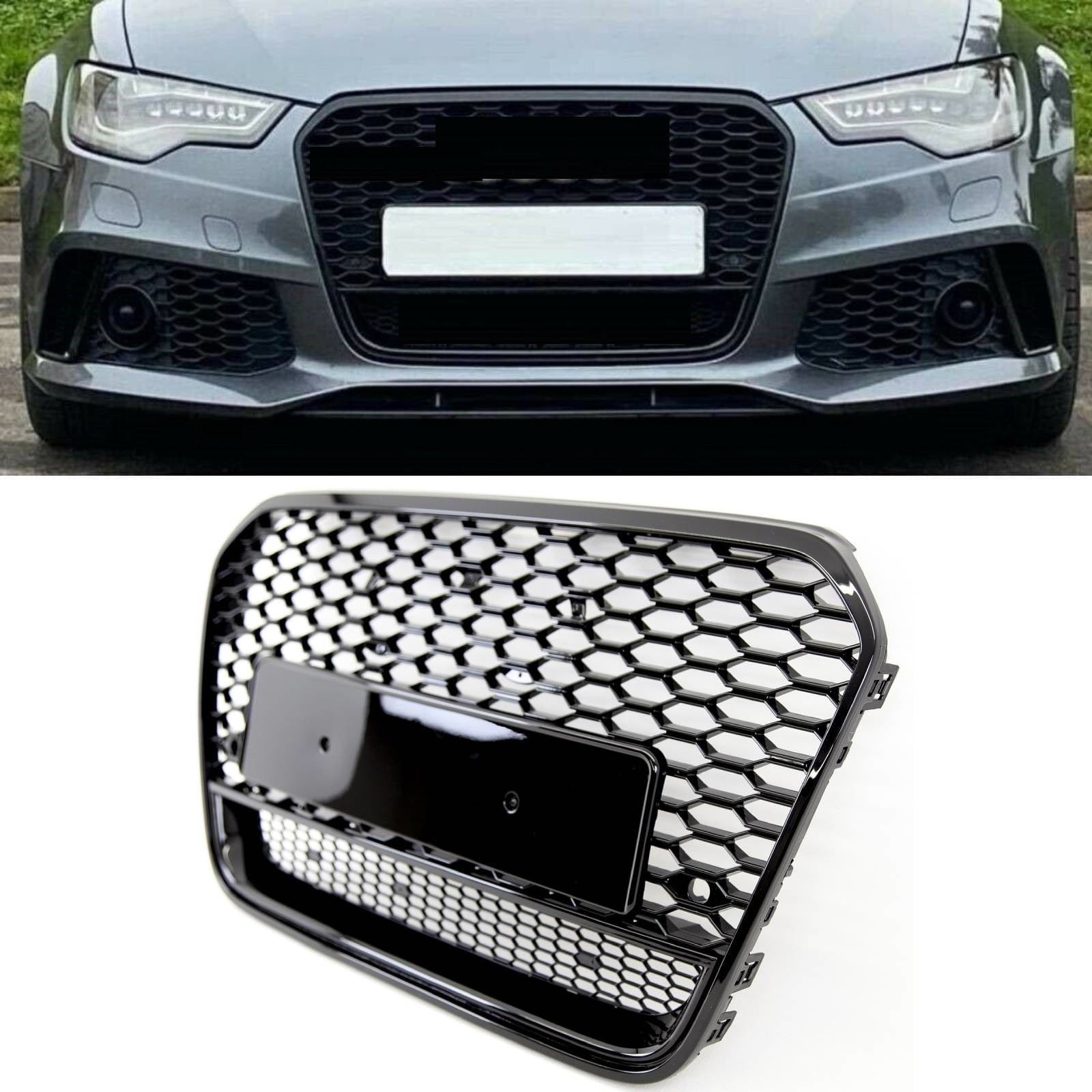 Audi A6 S6 C7 2011-2015 Front Bumper Grille Honeycomb Gloss Black RS6 Style