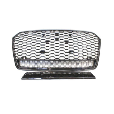 Fits Audi A7 S7 2016-2018 Front Bumper Grille Honeycomb RS7 Style Full Gloss Black Badgeless - tradevehicleparts.co.uk