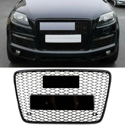 Fits Audi Q7 2005-2015 Front Bumper Grille Honeycomb Gloss Black RSQ7 Style - tradevehicleparts.co.uk