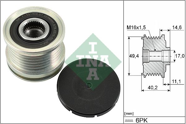 INA Overrunning Alternator Pulley 535012410 - image 2