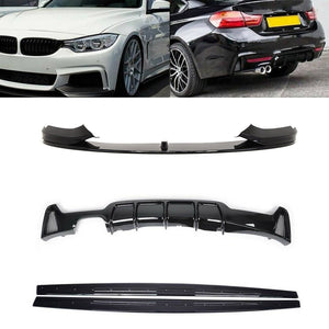 Fits BMW 4 Series F32 F33 F36 Body Kit Front Lip Side Skirt Diffuser Gloss Black