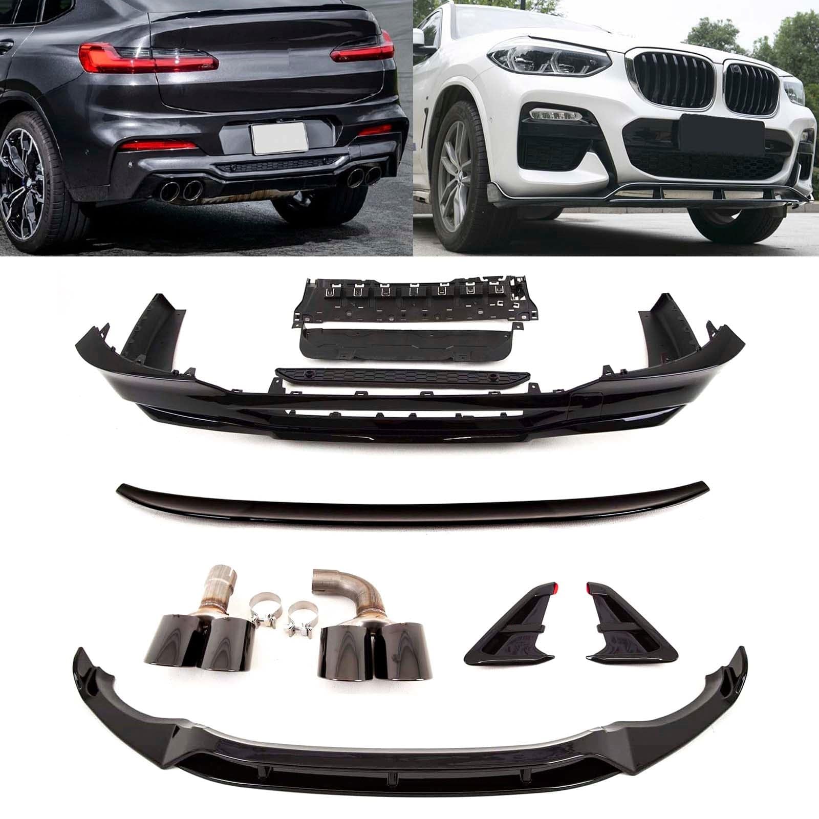 BM5291 BMW X4 G02 2018- Body Kit Front Lip Splitter Rear Diffuser Boot Spoiler M Performance Gloss Black