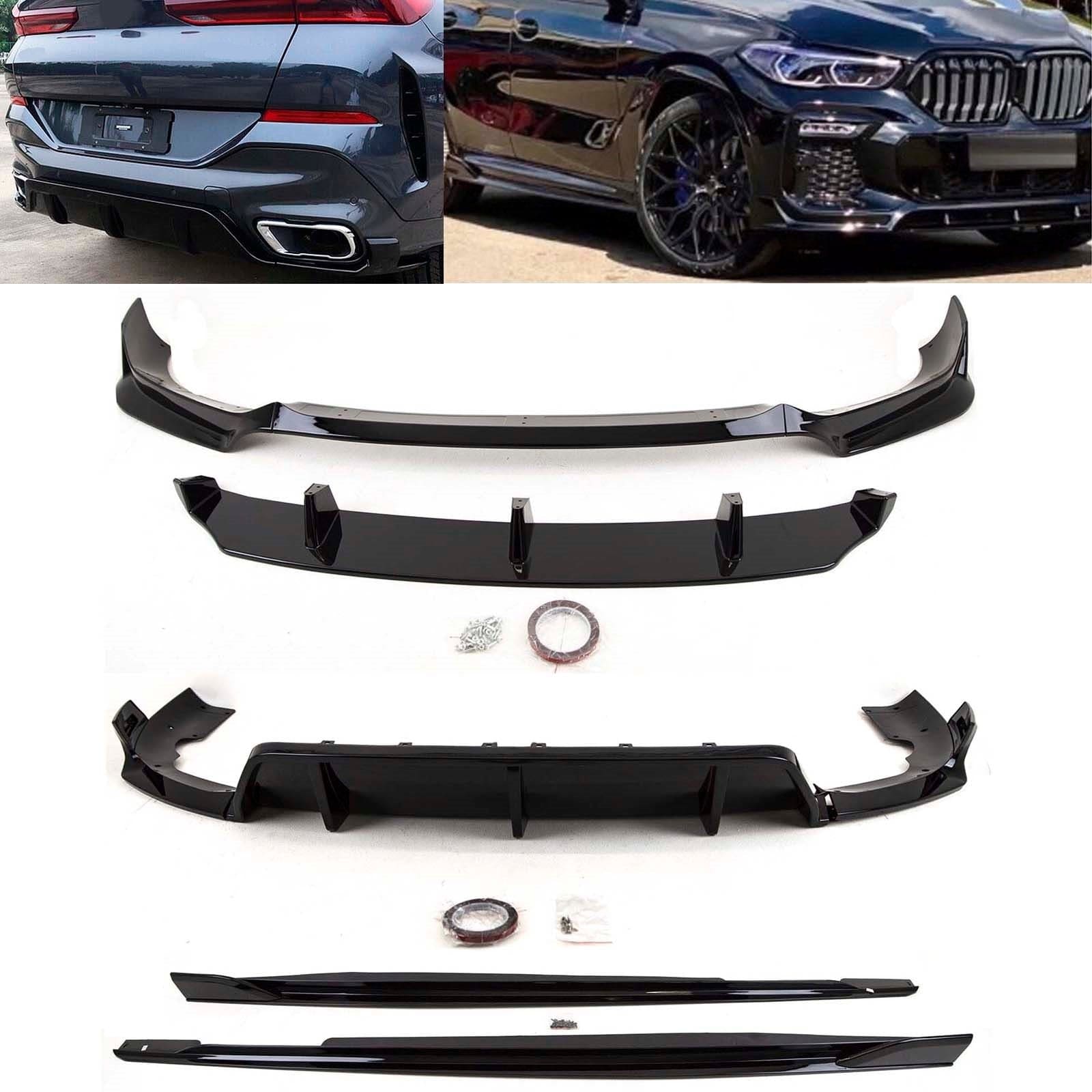 BM5301 BMW X6 G06 2019- M Sport Front Splitter Rear Diffuser Skirts Black Knight Style Gloss Black