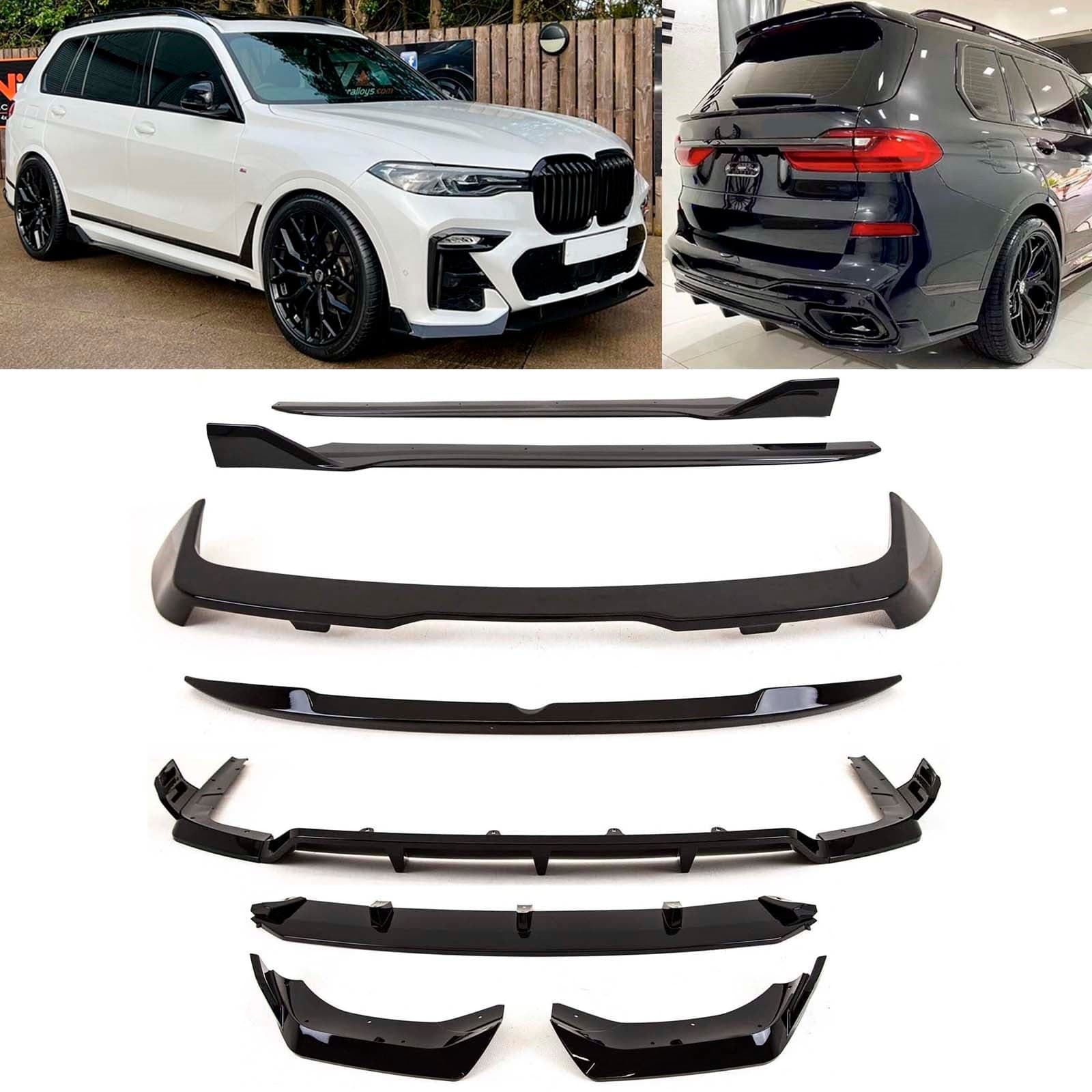 BM5304 BMW X7 G07 2019-2022 Aero Body Kit Front Splitter Rear Diffuser Side Skirts Boot & Roof Spoiler Gloss Black